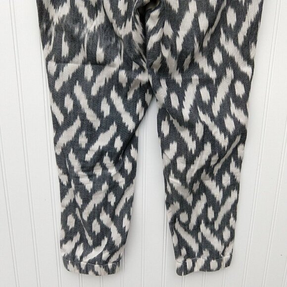 J Crew Seaside Ikat Print Pants Size 2 Joggers Gray White Pull On Boho Pockets - Picture 9 of 12